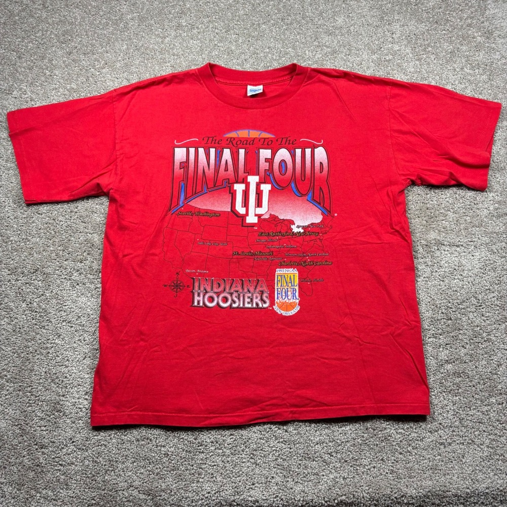 Vintage 1993 Indiana Hoosiers NCAA Final Four Salem Sportswear T-Shirt Red XL